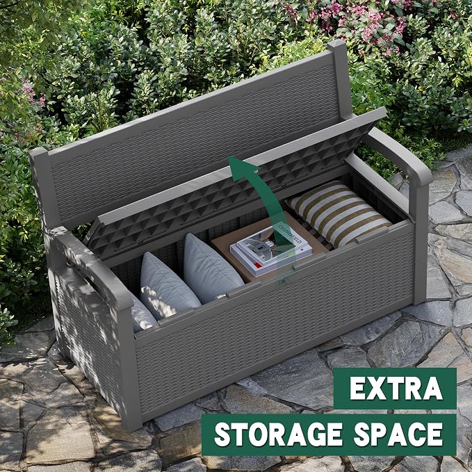 80 Gallon Outdoor Storage Bench, Resin Outside Storage Box - Image 3
