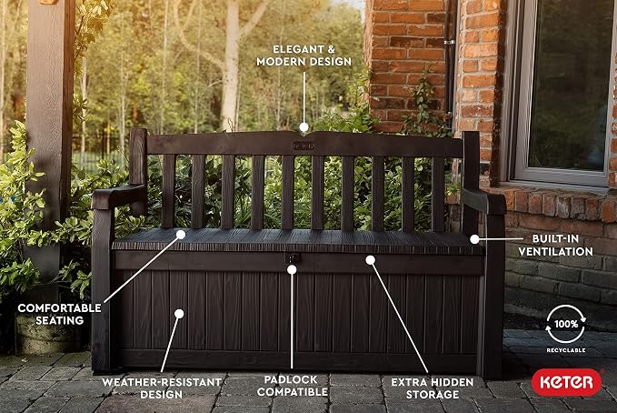 Keter Solana 70 Gal Outdoor Storage Bench - Image 5