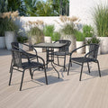 EMMA + OLIVER Black PE Rattan Stackable Patio Dining Chair, Indoor/Outdoor Use by EMMAOLIVER