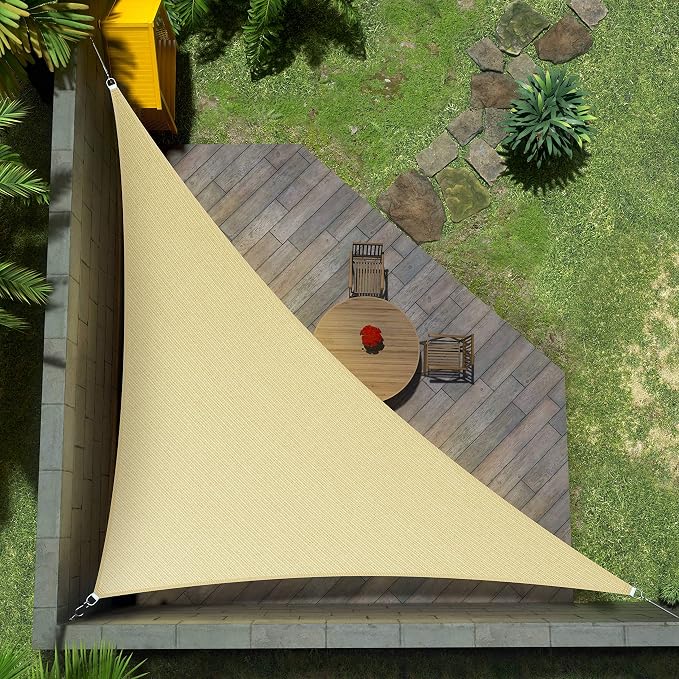 Amgo Custom Size 10' x 12' x 15.6' Beige Right Triangle Sun Shade Sail UPF50+ by Amgo