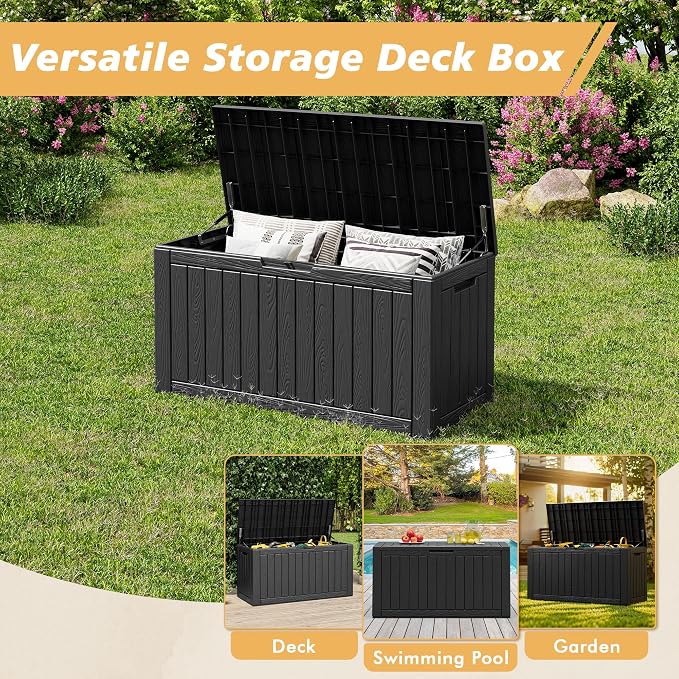 Fancyango 150 Gallon Outdoor Deck Box Waterproof, Large Storage Box - Image 6