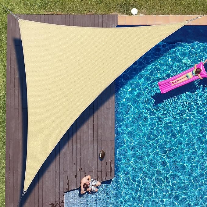 Colourtree CTSLT 10" x10x14' Beige Sun Shade Sail Right Triangle Canopy Fabric by ColourTree