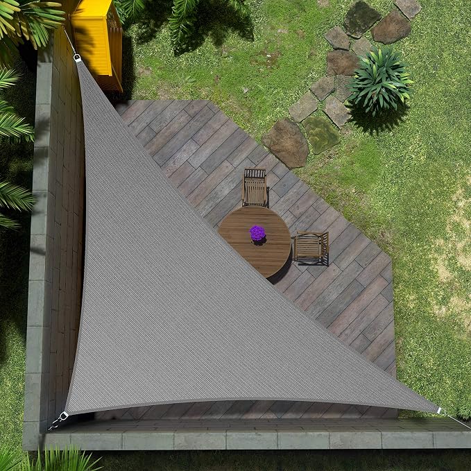 Amgo Custom Size 14' x 21' x 25.2' Gray Right Triangle Sun Shade Sail UPF50+ by Amgo