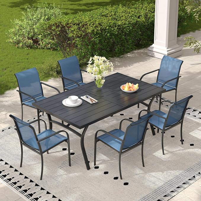 Outdoor Chairs Set of 6, Stackable Patio Dining Chairs - Image 2