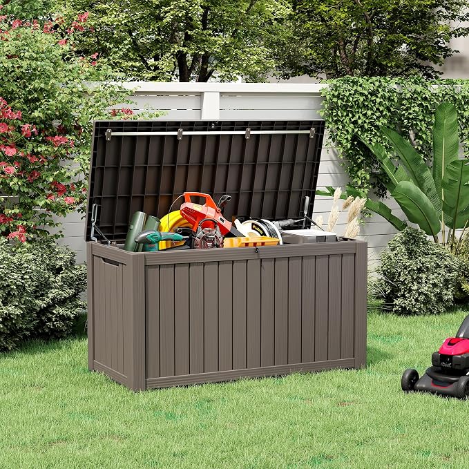Outdoor Storage Box, 180 Gallon Large Outdoor Resin Deck Box, Storage - Image 6