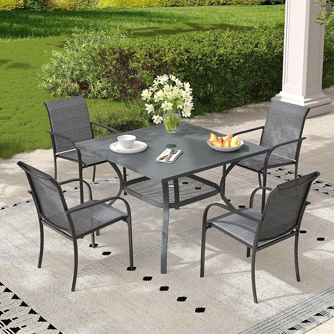 Outdoor Chairs Set of 4, Stackable Patio Dining Chairs - Image 2