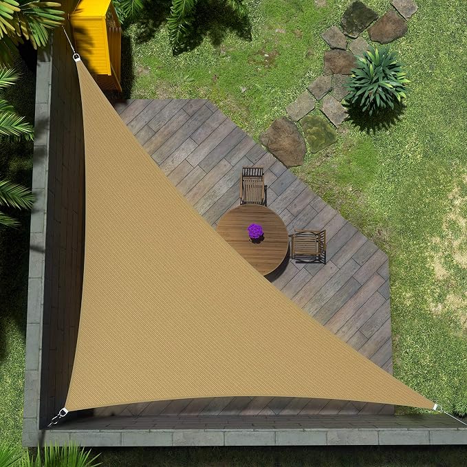 Amgo Custom Size 19' x 19' x 26.9' Sand Beige Right Triangle Sun Shade Sail by Amgo
