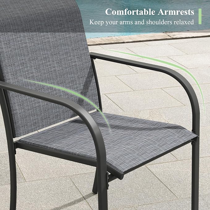 Outdoor Chairs Set of 6, Stackable Patio Dining Chairs - Image 7