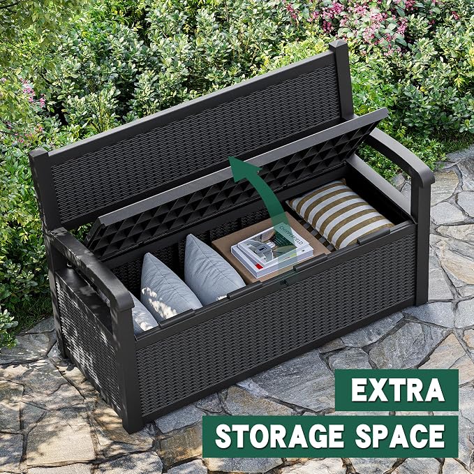 80 Gallon Outdoor Storage Bench, Resin Outside Storage Box - Image 3