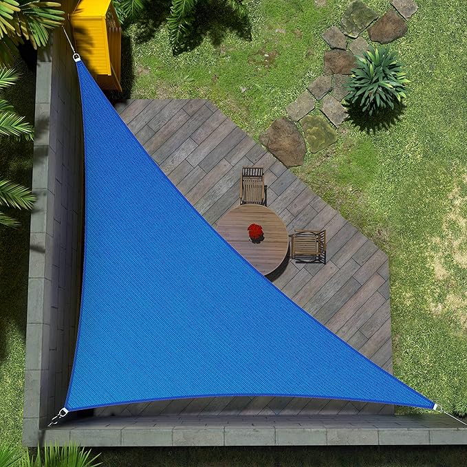 Amgo Custom Size 11' x 16' x 19.4' Blue Right Triangle Sun Shade Sail UPF50+ by Amgo