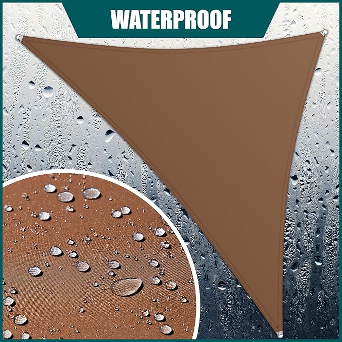Royal Shade 11' x 20' x 22.8' Brown Triangle Waterproof Sun Shade Sail Order to - Image 2