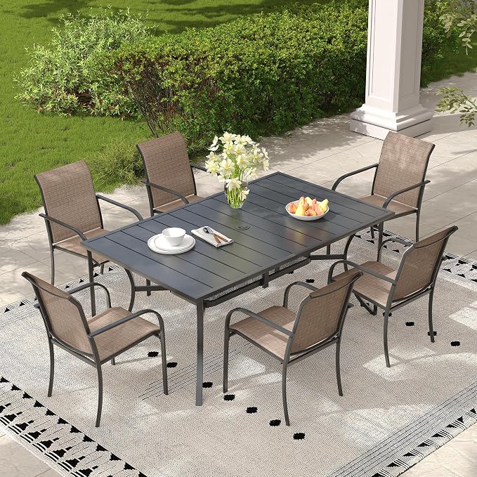Outdoor Chairs Set of 6, Stackable Patio Dining Chairs - Image 2