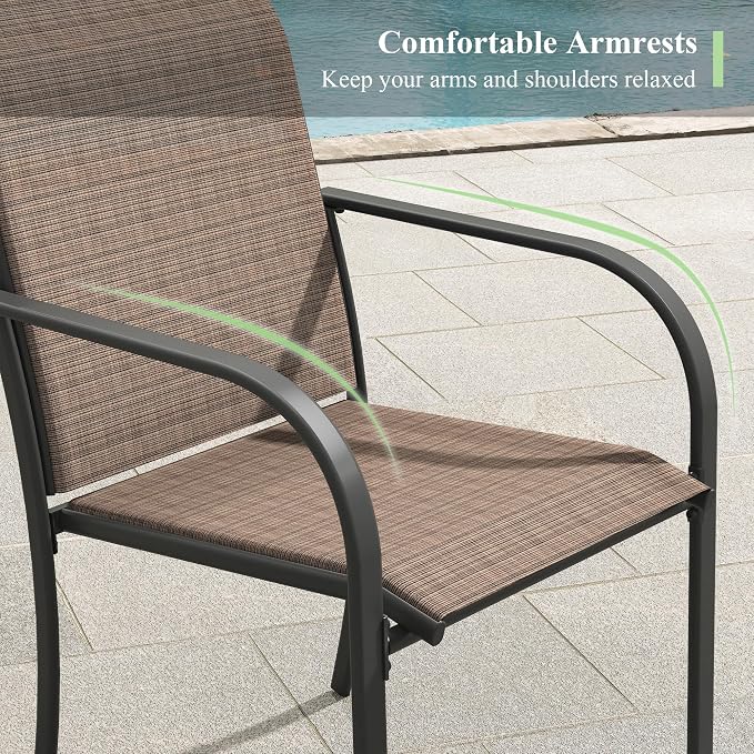 Outdoor Chairs Set of 2, Stackable Patio Dining Chairs - Image 6