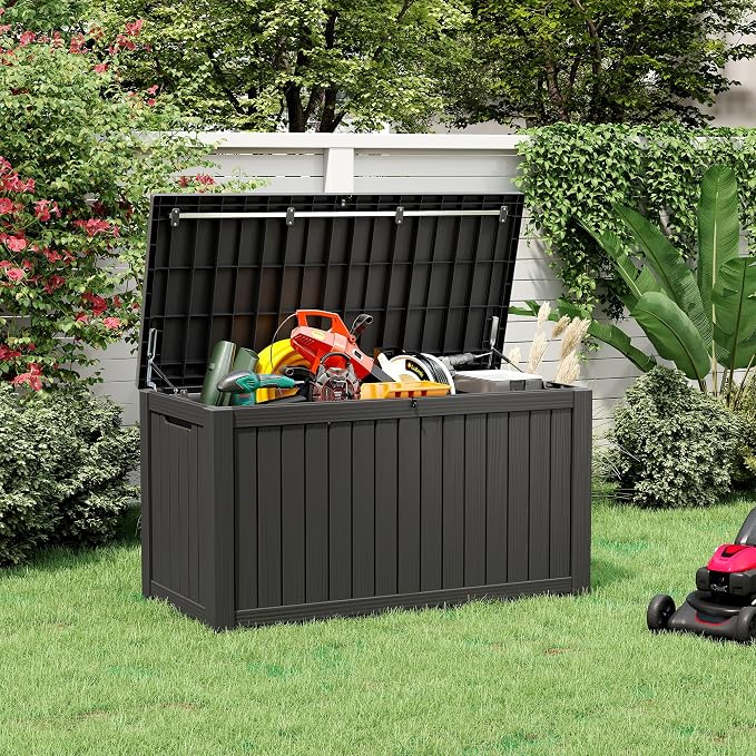 Outdoor Storage Box, 180 Gallon Large Outdoor Resin Deck Box, Storage - Image 6