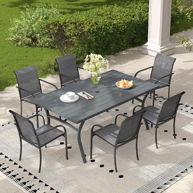 Outdoor Chairs Set of 6, Stackable Patio Dining Chairs - Image 2