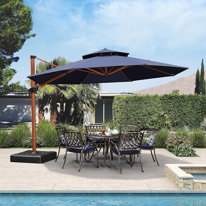 PURPLE LEAF Patio Umbrella 13ft Extra Large Wood-Grain Finish, UPF 50+ sun - Image 2