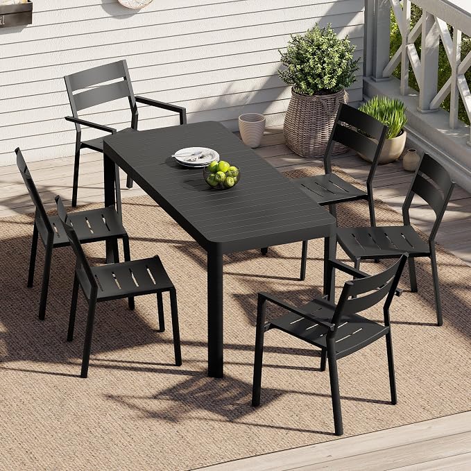 Pellebant Aluminum Stackable Outdoor Patio Dining Chairs Set of 2 | Outdoor - Image 2