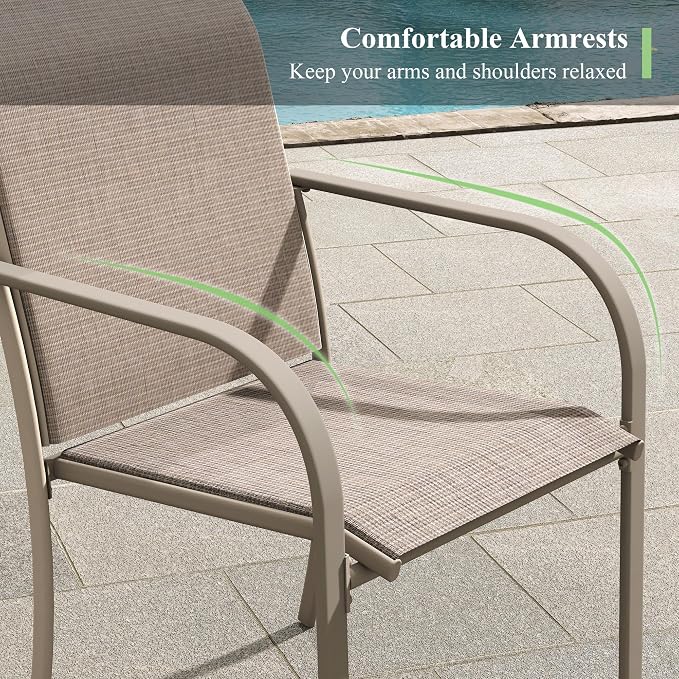 Outdoor Chairs Set of 2, Stackable Patio Dining Chairs - Image 5