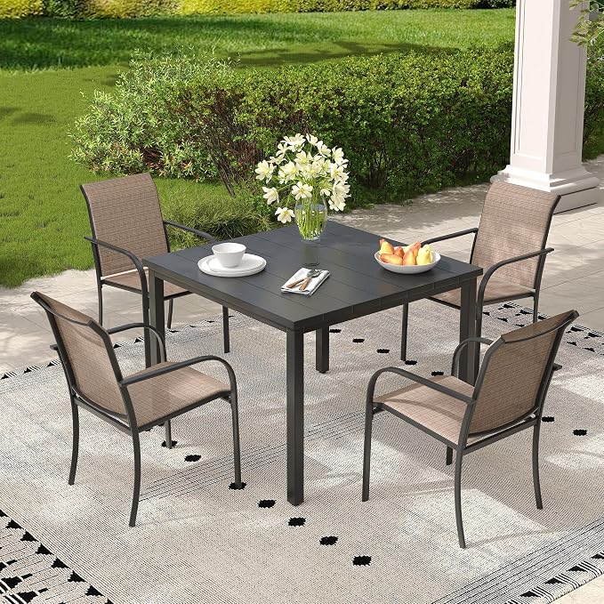 Outdoor Chairs Set of 4, Stackable Patio Dining Chairs - Image 2