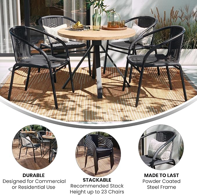 Flash Furniture Lila Modern Rattan Indoor/Outdoor Stackable Dining Chairs - Image 4