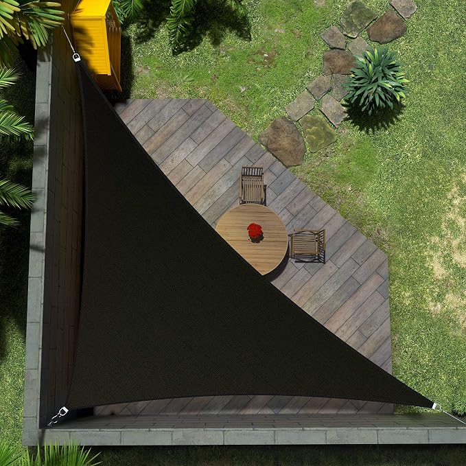 Amgo Custom Size 11' x 19' x 22' Black Right Triangle Sun Shade Sail UPF50+ by Amgo