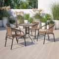 EMMA + OLIVER Brown PE Rattan Stackable Patio Dining Chair, Indoor/Outdoor Use by EMMAOLIVER